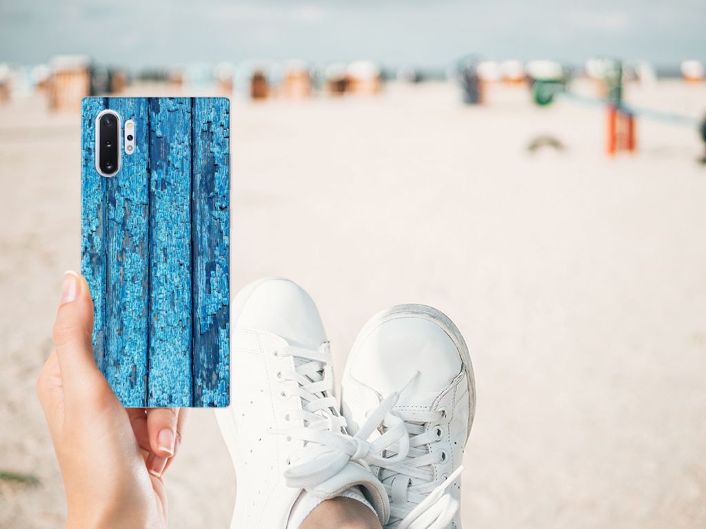 Samsung Galaxy Note 10 Plus Bumper Hoesje Wood Blue