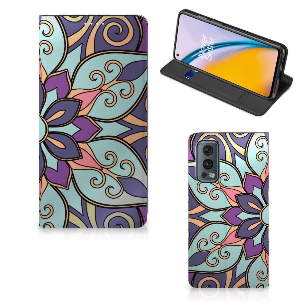 OnePlus Nord 2 5G Smart Cover Purple Flower