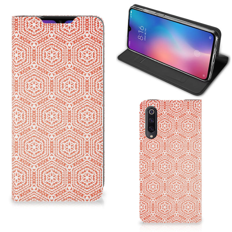 Xiaomi Mi 9 Hoesje met Magneet Pattern Orange