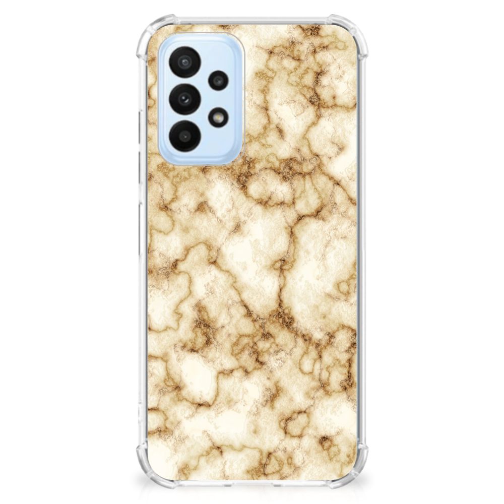 Samsung Galaxy A23 Anti-Shock Hoesje Marmer Goud - B2C Telecom