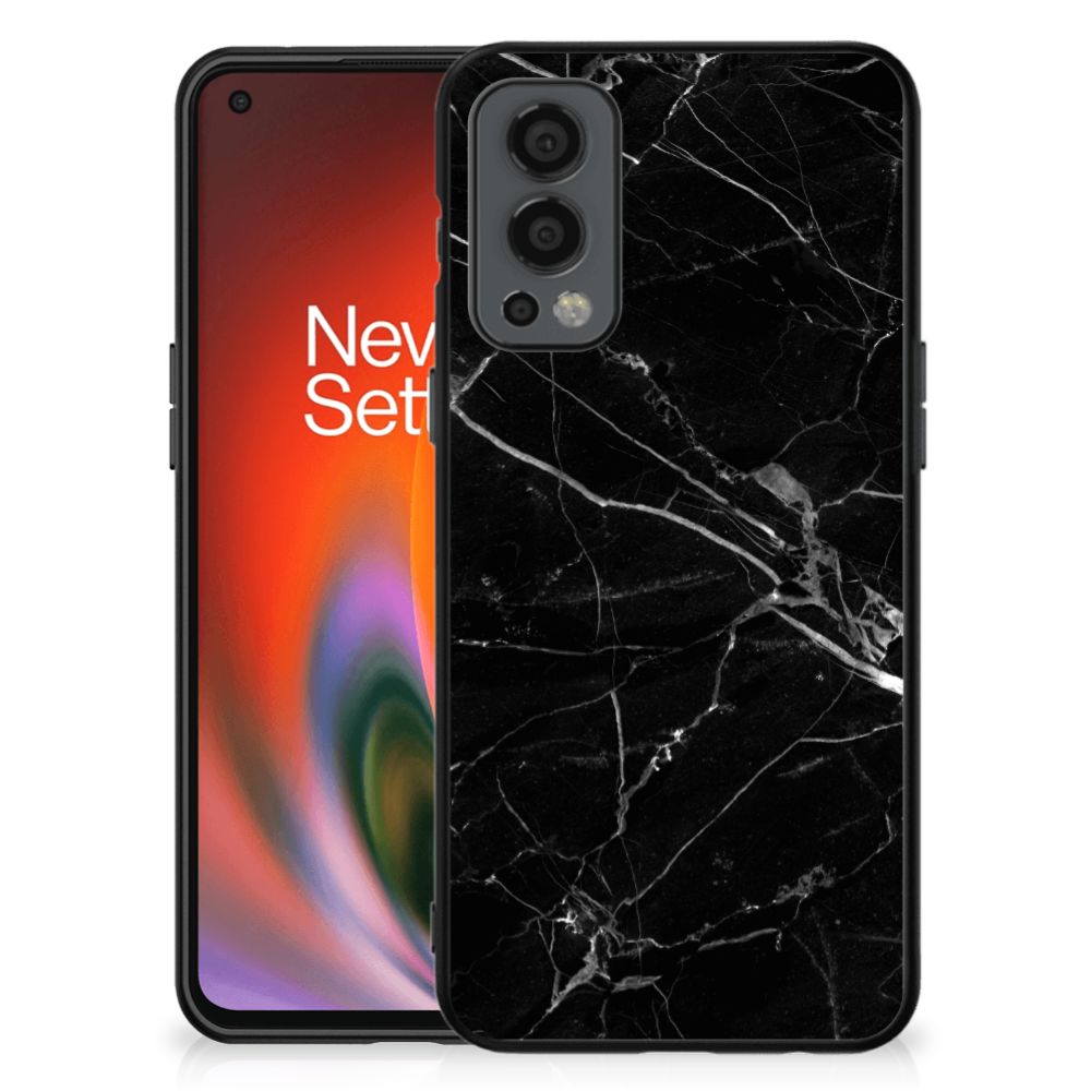 OnePlus Nord 2 Marmeren Print Telefoonhoesje Marmer Zwart - Origineel Cadeau Vader