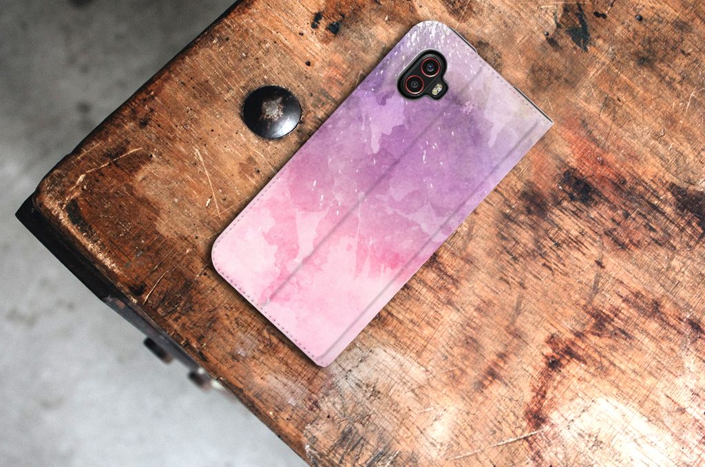 Bookcase Samsung Galaxy Xcover 6 Pro Pink Purple Paint - B2C Telecom