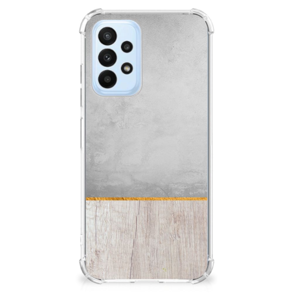 Samsung Galaxy A23 Stevig Telefoonhoesje Wood Concrete - B2C Telecom