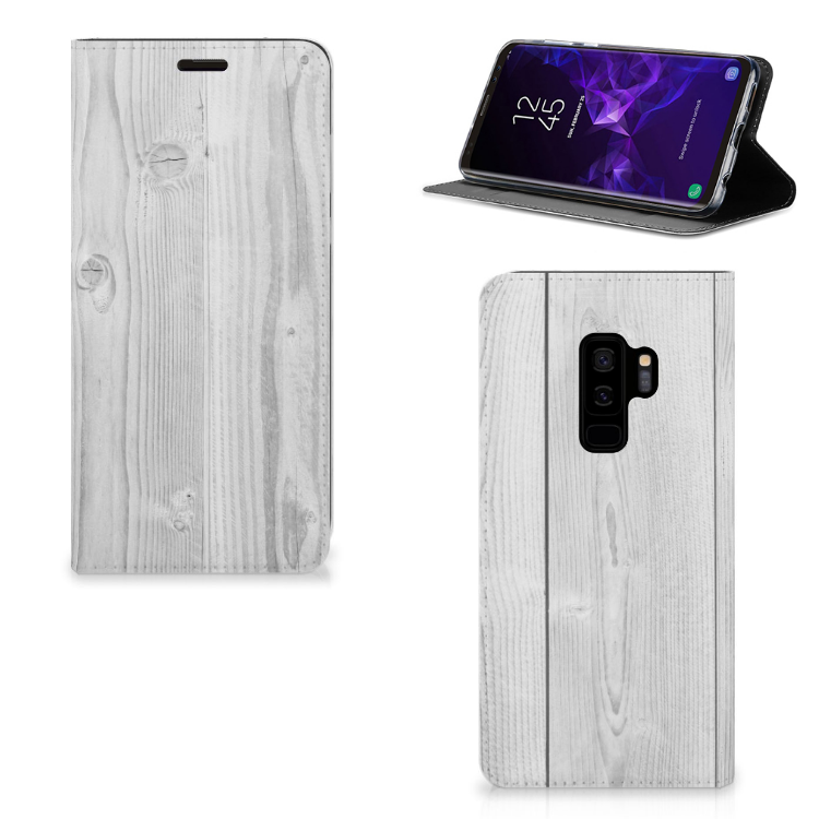 Samsung Galaxy S9 Plus Book Wallet Case White Wood