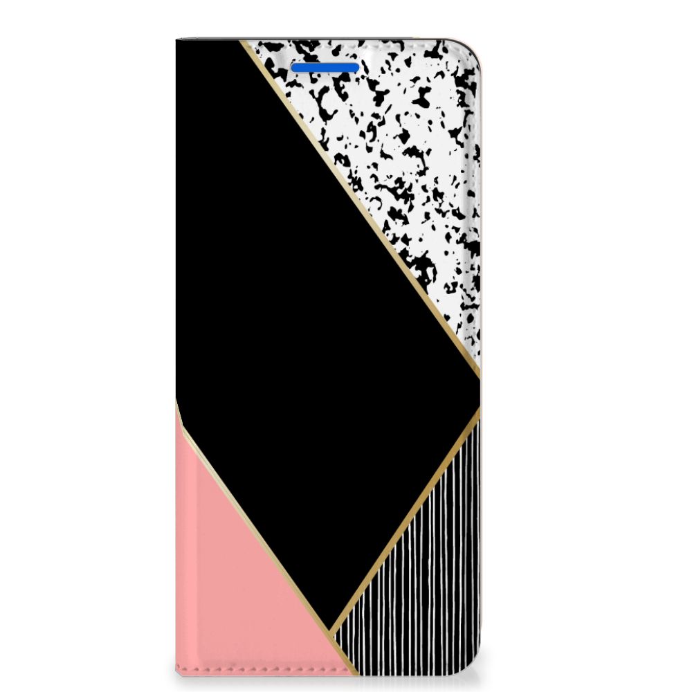 OPPO Reno6 5G Stand Case Zwart Roze Vormen - B2C Telecom