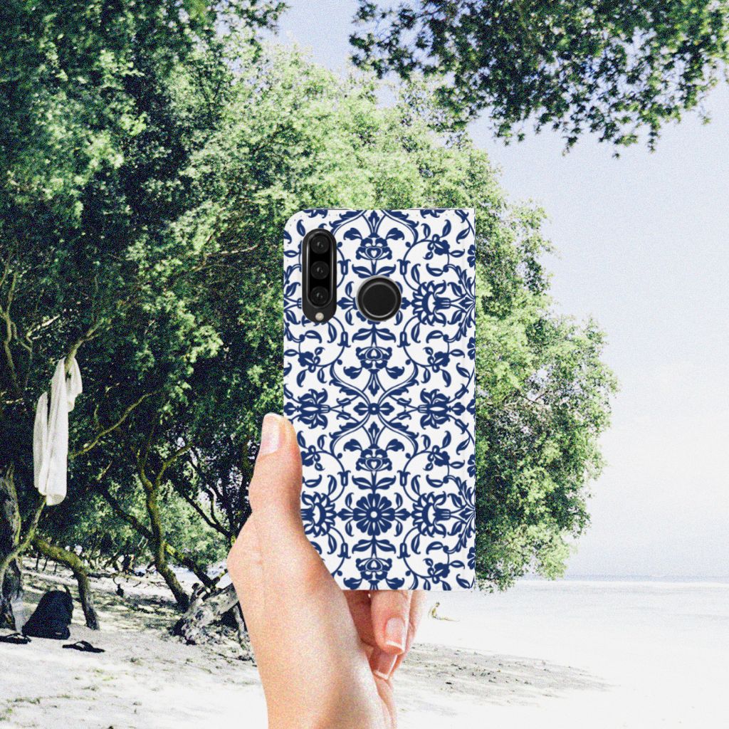 Huawei P30 Lite New Edition Smart Cover Flower Blue