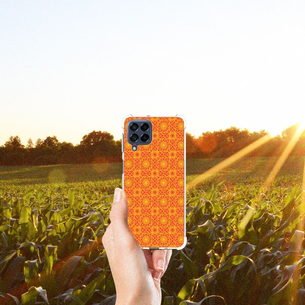 Samsung Galaxy M53 Doorzichtige Silicone Hoesje Batik Oranje B2C Telecom