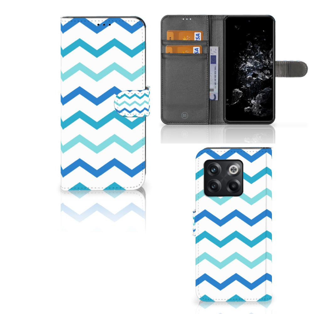 OnePlus 10T Telefoon Hoesje Zigzag Blauw