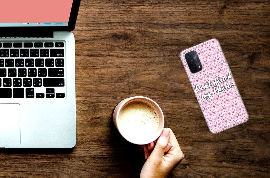 OPPO A93 5G Silicone-hoesje Flowers Pink DTMP B2C Telecom