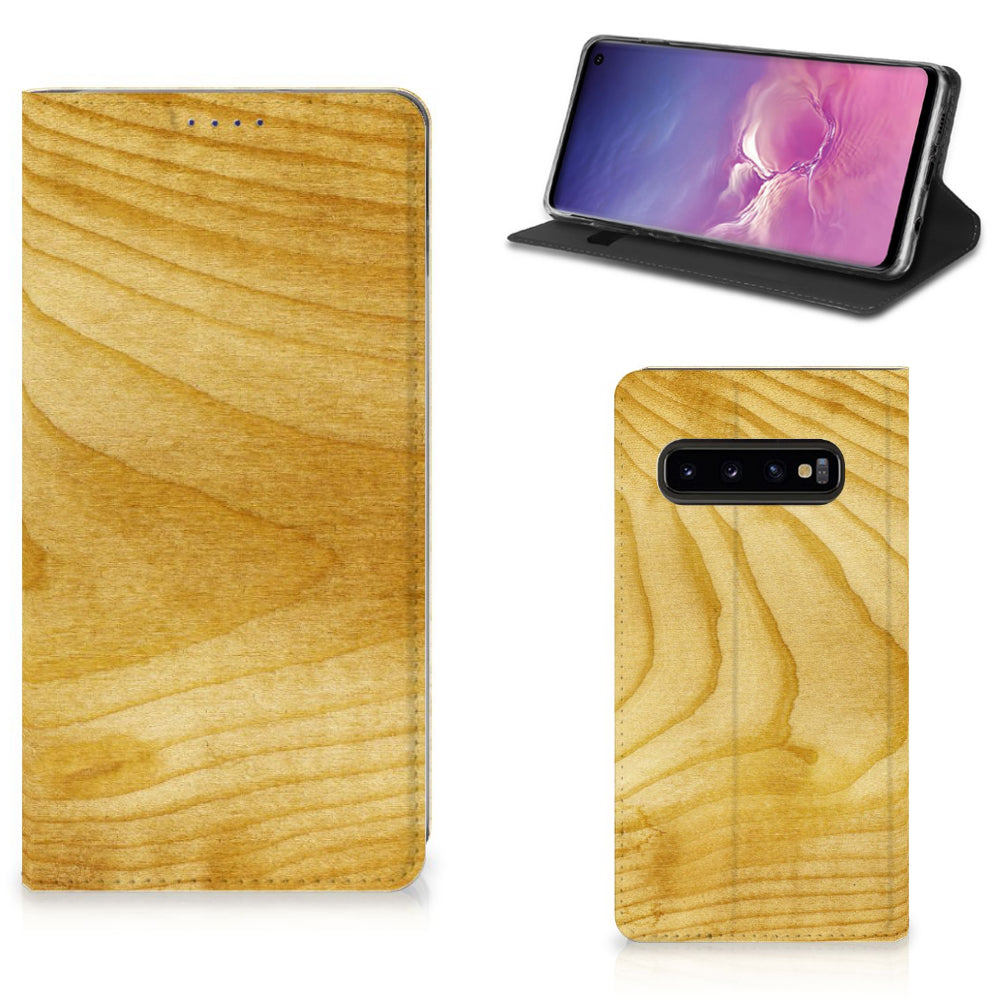 Samsung Galaxy S10 Book Wallet Case Licht Hout