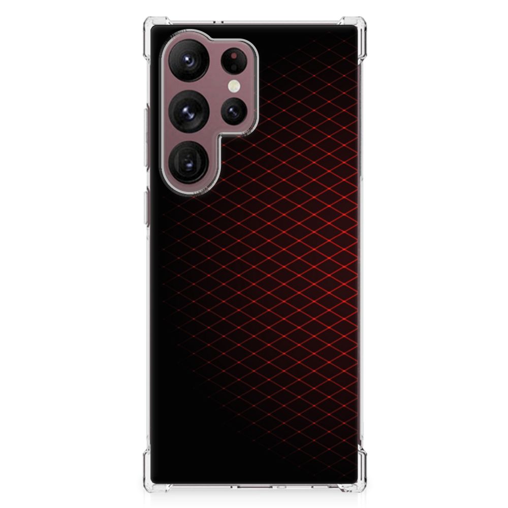 Samsung Galaxy S23 Ultra Doorzichtige Silicone Hoesje Geruit Rood B2C Telecom