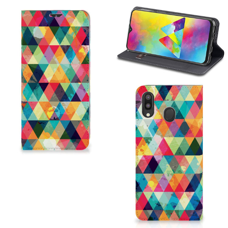 Samsung Galaxy M20 Hoesje met Magneet Geruit