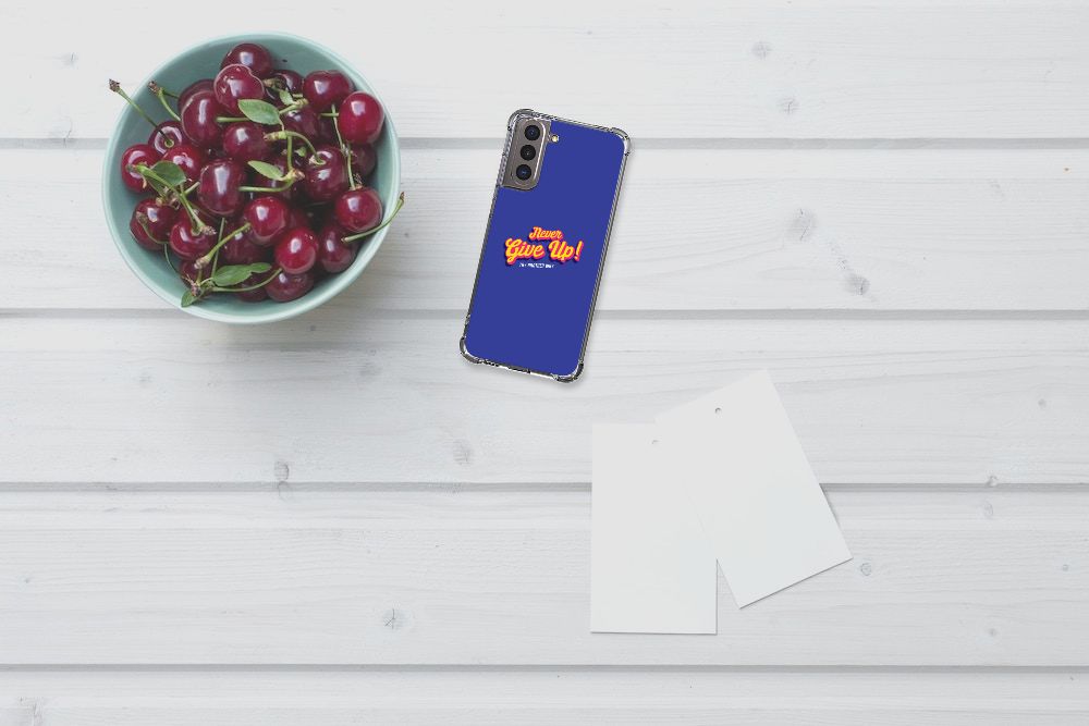 Samsung Galaxy S21 Telefoonhoesje met tekst Never Give Up B2C Telecom