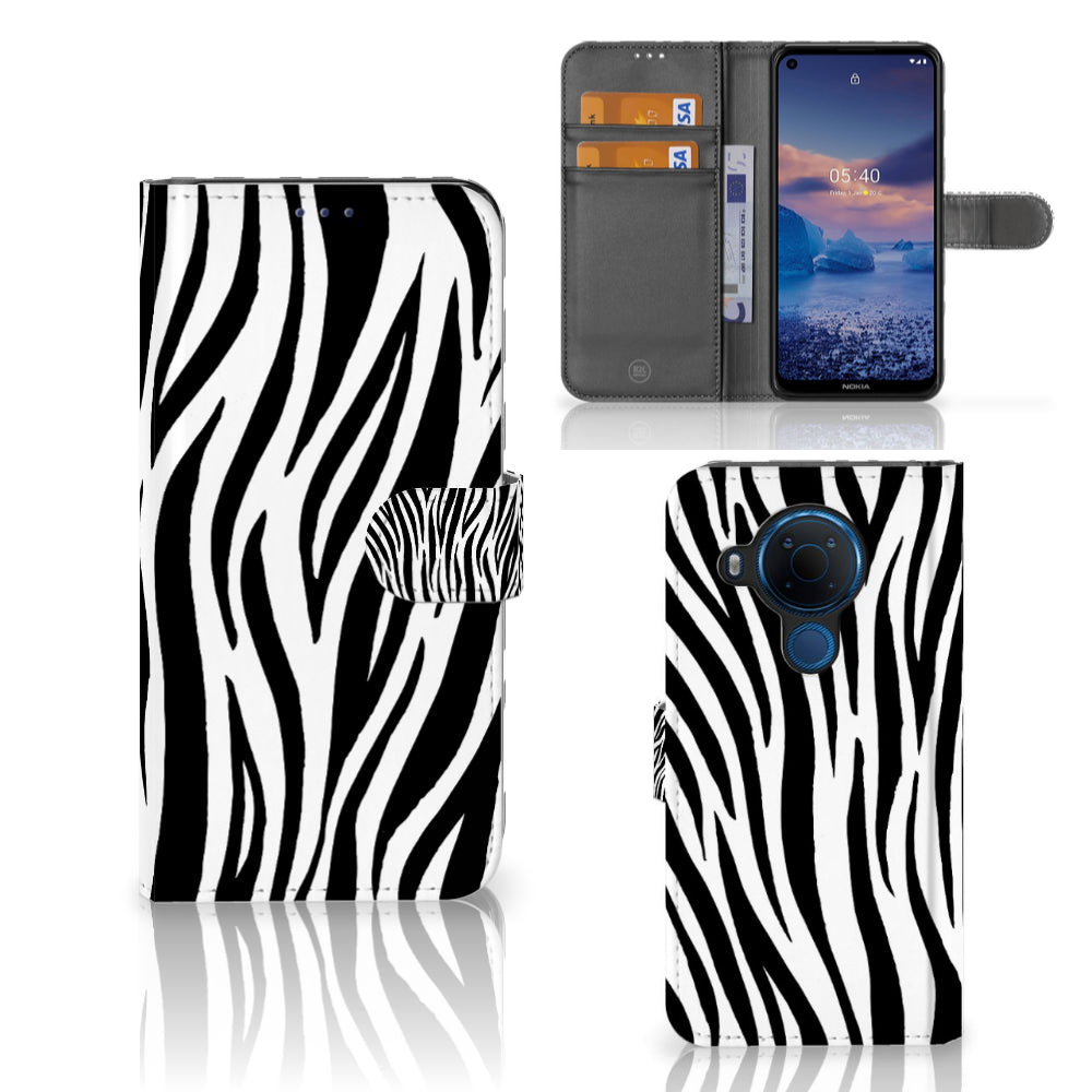 Nokia 5.4 Telefoonhoesje met Pasjes Zebra