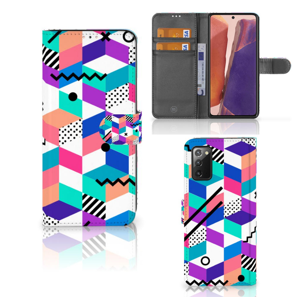 Samsung Galaxy Note 20 Book Case Blokken Kleurrijk