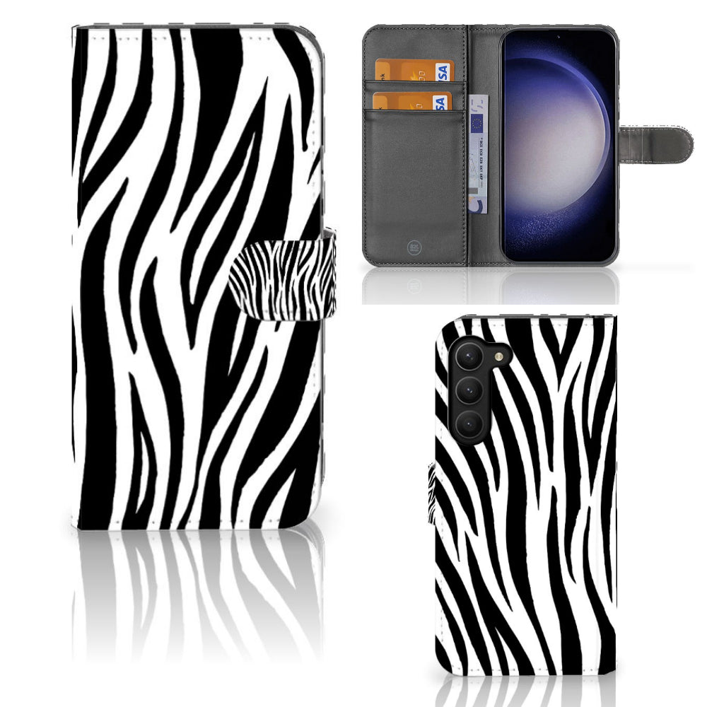 Samsung Galaxy S23 Plus Telefoonhoesje met Pasjes Zebra