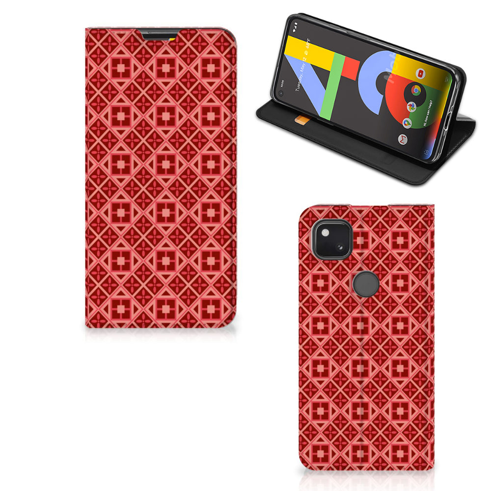 Google Pixel 4a Hoesje met Magneet Batik Rood