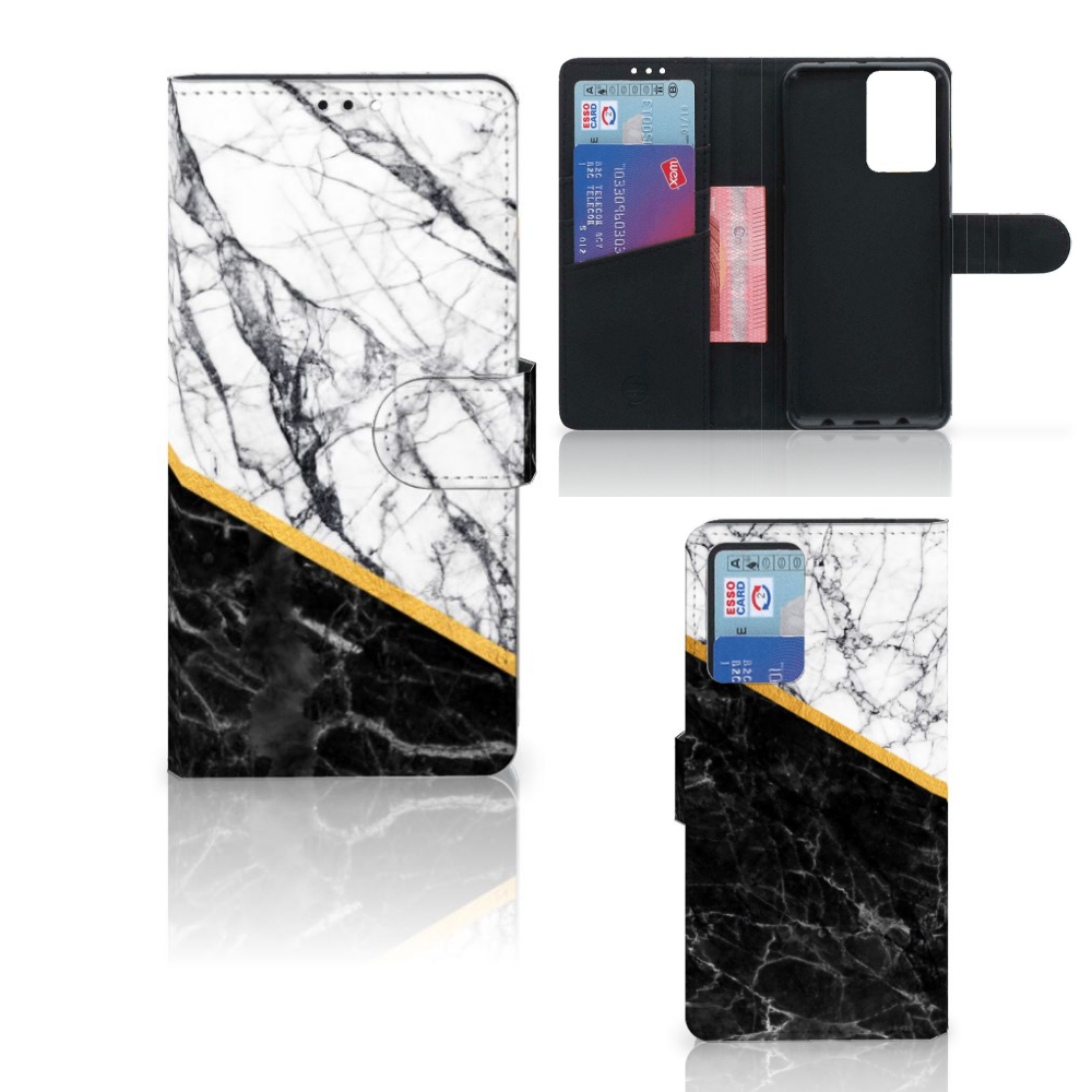 Xiaomi Redmi Note 10 Pro Bookcase Marmer Wit Zwart - Origineel Cadeau Man