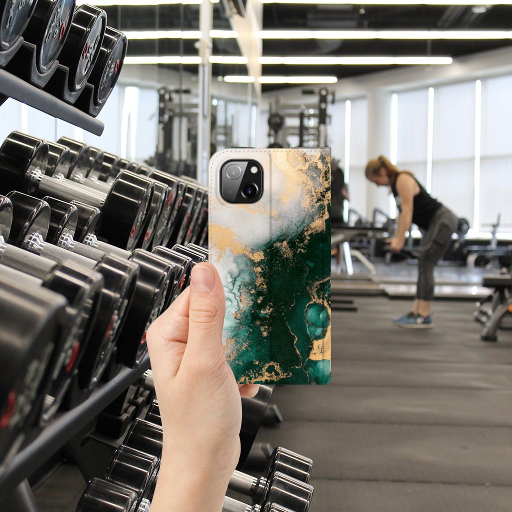 Standcase voor iPhone 14 Plus Marmer Groen