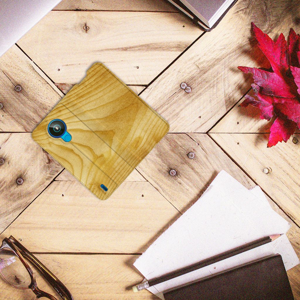 Nokia 1.4 Book Wallet Case Licht Hout - B2C Telecom