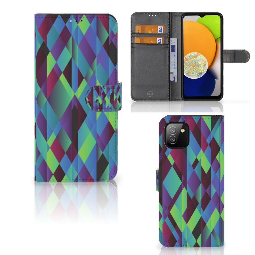 Samsung Galaxy A03 Book Case Abstract Green Blue