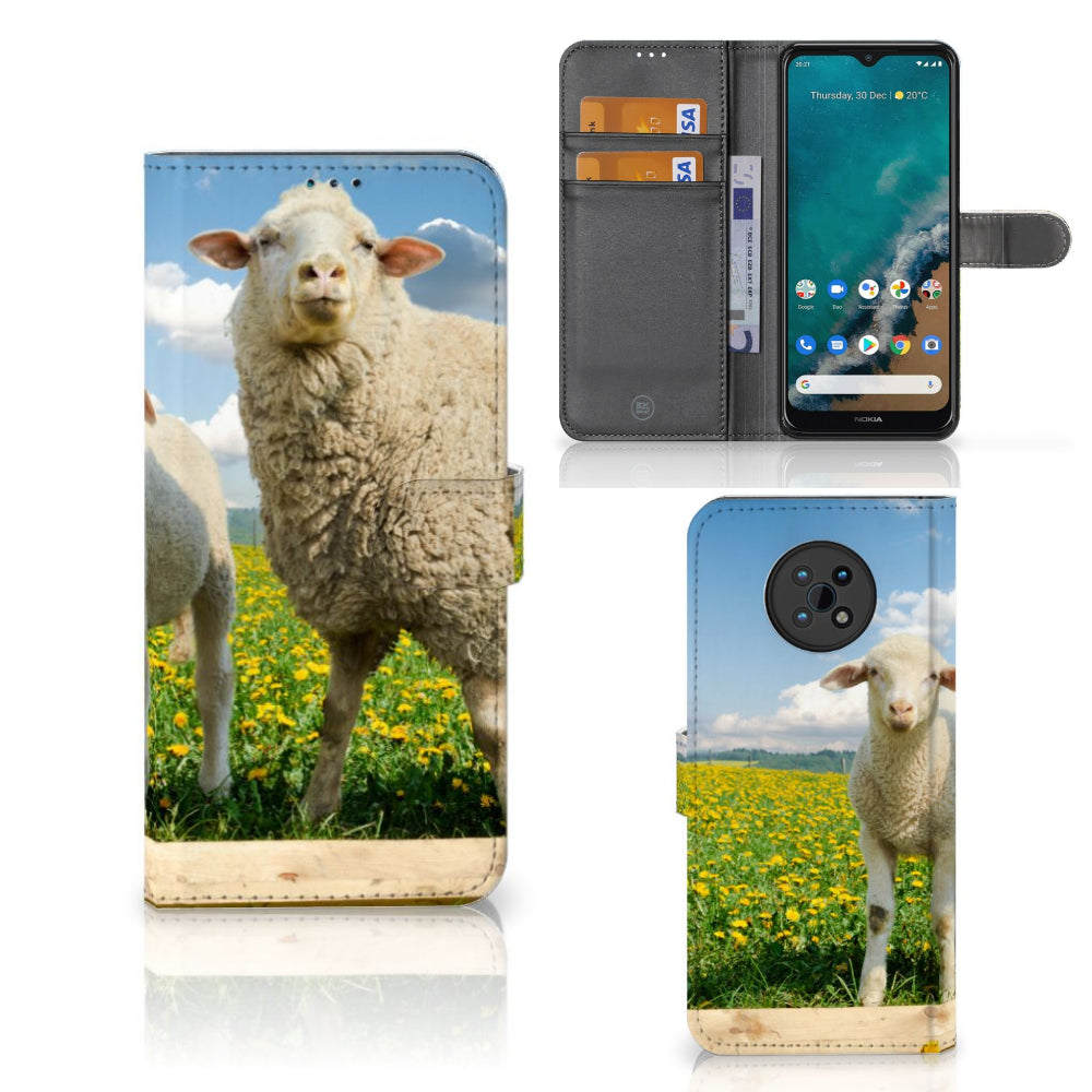 Nokia G50 Telefoonhoesje met Pasjes Schaap en Lammetje