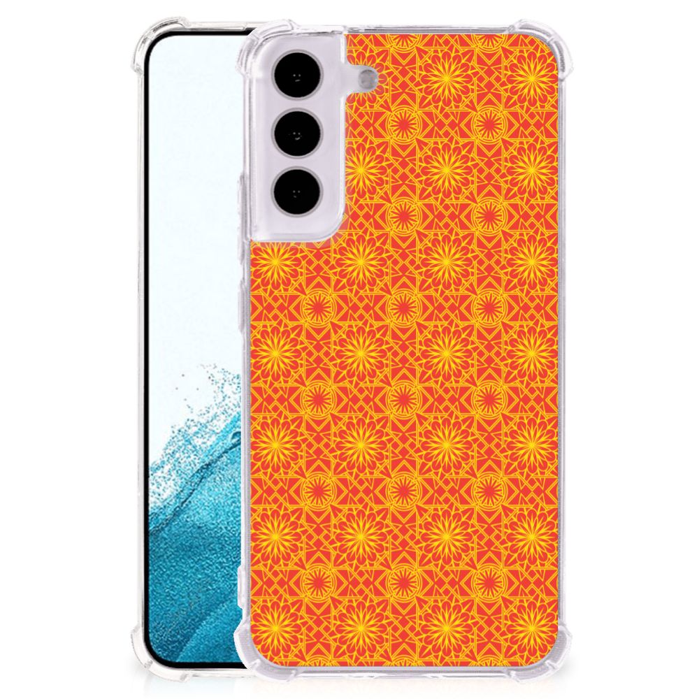 Samsung Galaxy S22 Doorzichtige Silicone Hoesje Batik Oranje