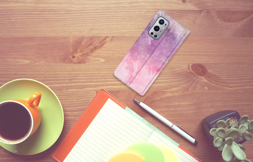 Bookcase OnePlus 9 Pro Pink Purple Paint - B2C Telecom