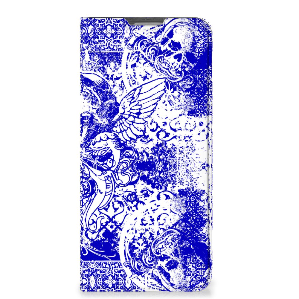 Mobiel BookCase OPPO Reno8 Lite Angel Skull Blauw - B2C Telecom
