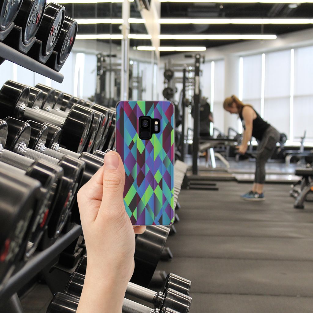 Samsung Galaxy S9 TPU Hoesje Abstract Green Blue