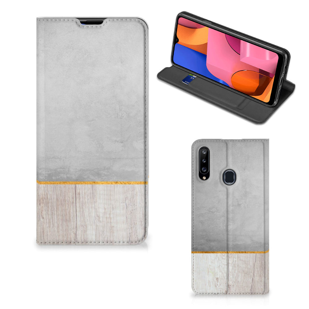 Samsung Galaxy A20s Book Wallet Case Wood Concrete