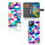iPhone 14 Plus Book Case Blokken Kleurrijk met abstracte vormen en felle kleuren.