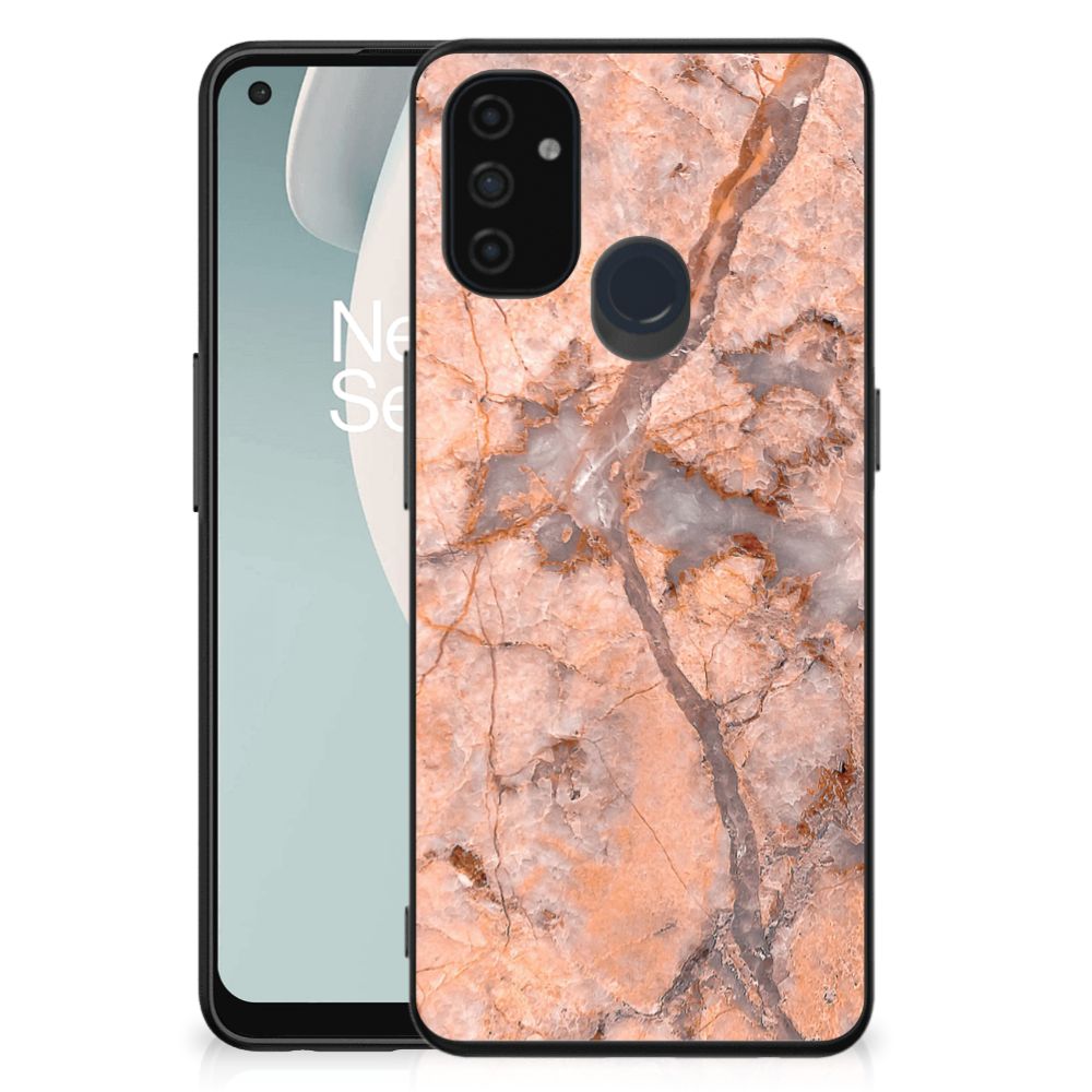 OnePlus Nord N100 Marmeren Print Telefoonhoesje Marmer Oranje