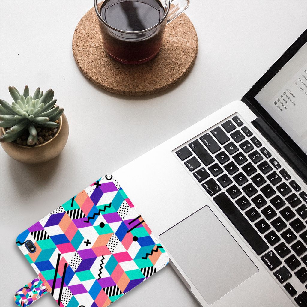 Samsung Galaxy A10 Book Case Blokken Kleurrijk