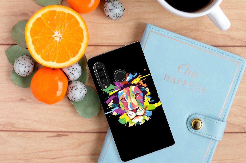 Huawei P30 Lite New Edition Magnet Case Lion Color