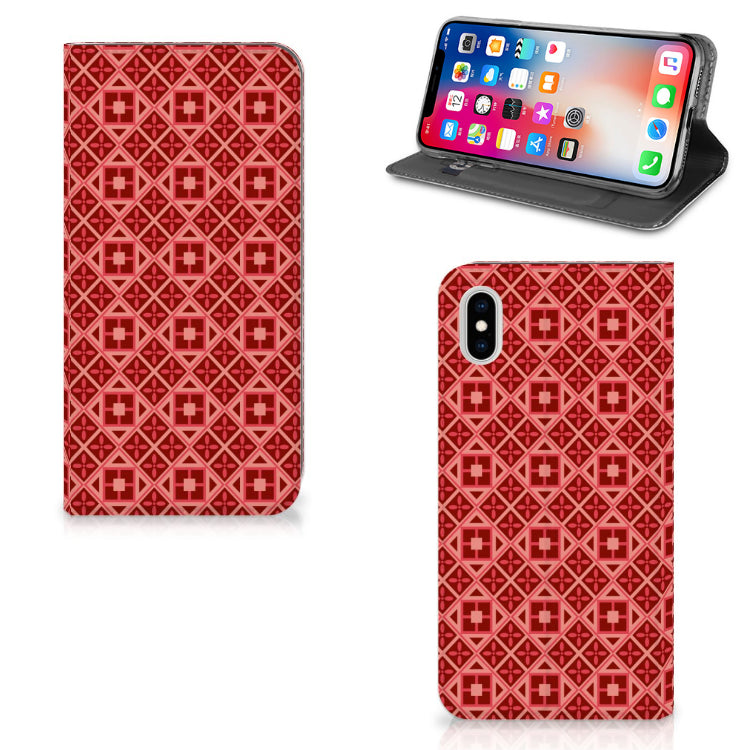 Apple iPhone Xs Max Hoesje met Magneet Batik Rood