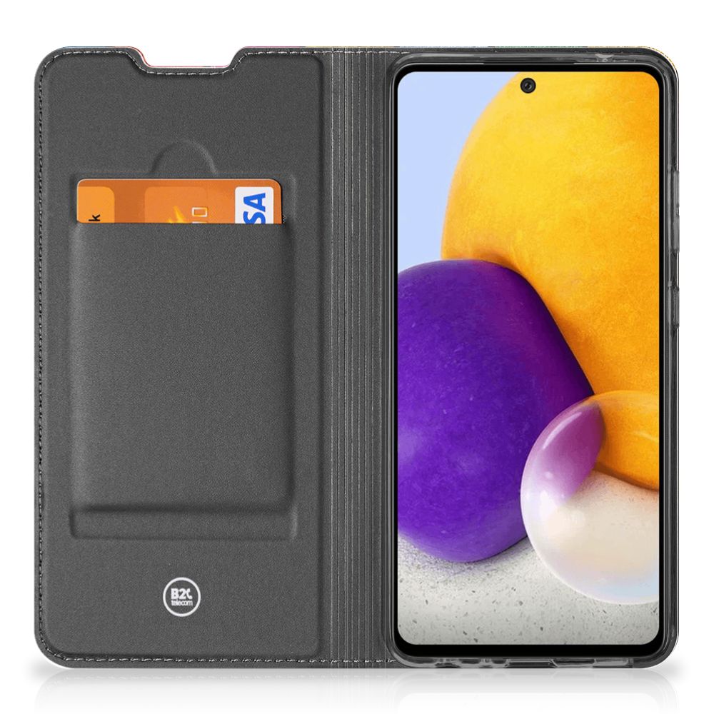 Samsung Galaxy A72 (5G/4G) Book Wallet Case Wood Heart - Cadeau voor je Vriend - B2C Telecom