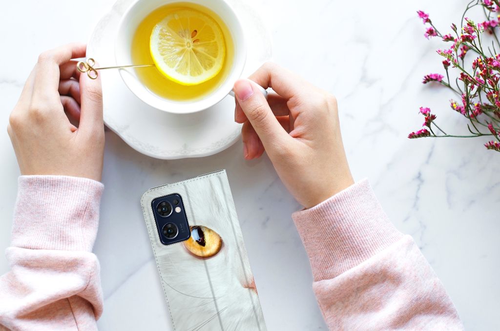 OPPO Find X5 Lite | Reno7 5G Hoesje maken Witte Kat - B2C Telecom