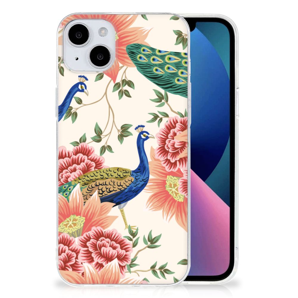 TPU Hoesje voor iPhone 15 Plus Pink Peacock