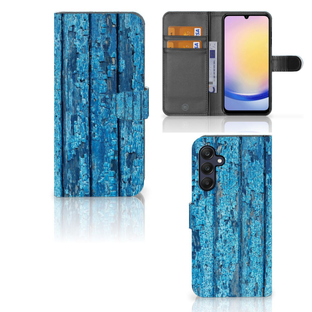 Samsung Galaxy A25 Book Style Case Wood Blue