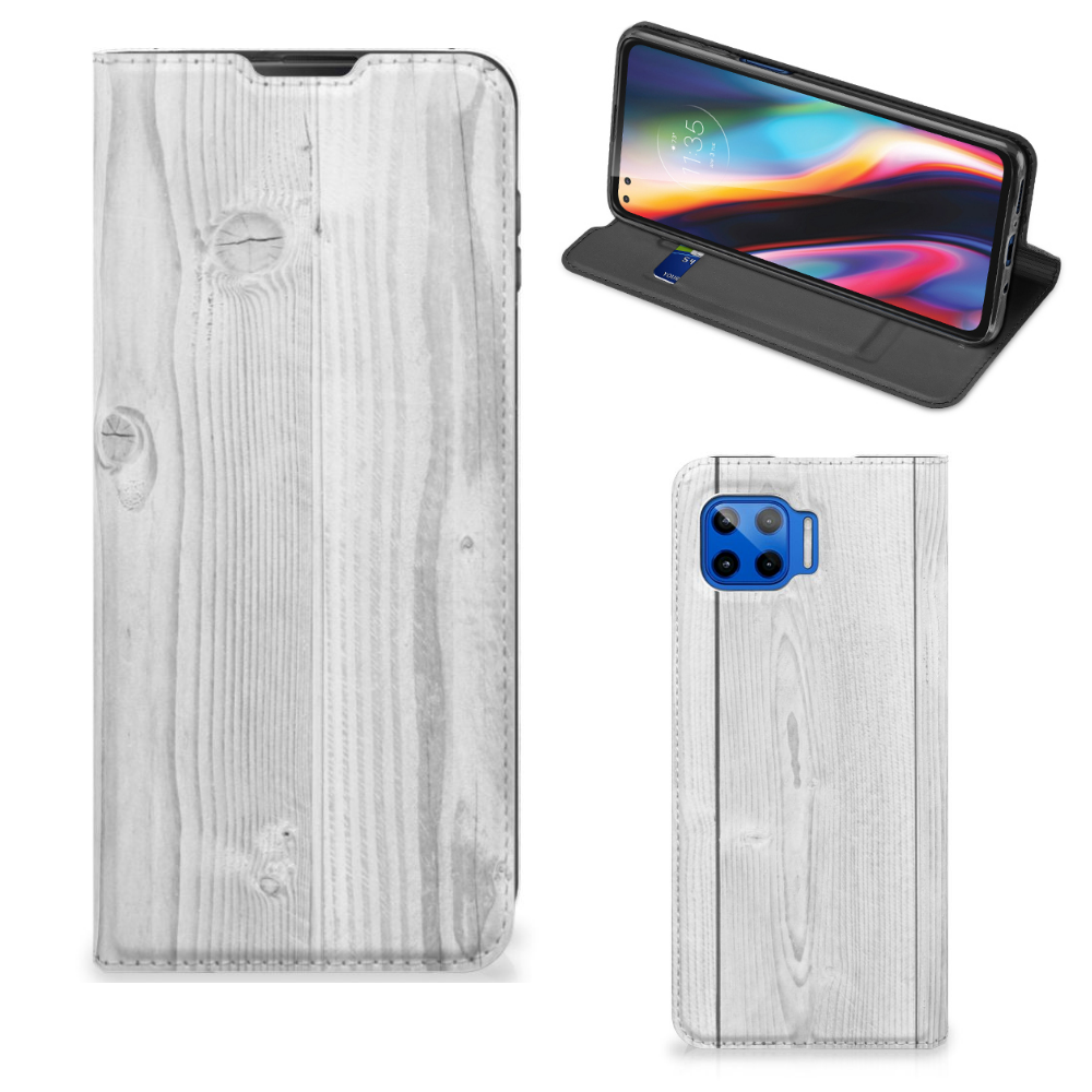 Motorola Moto G 5G Plus Book Wallet Case White Wood - B2C Telecom