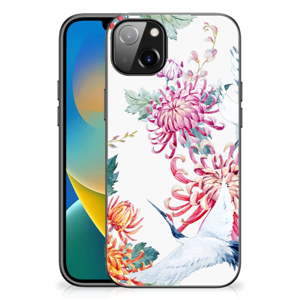 iPhone 14 Plus Dierenprint Telefoonhoesje Bird Flowers