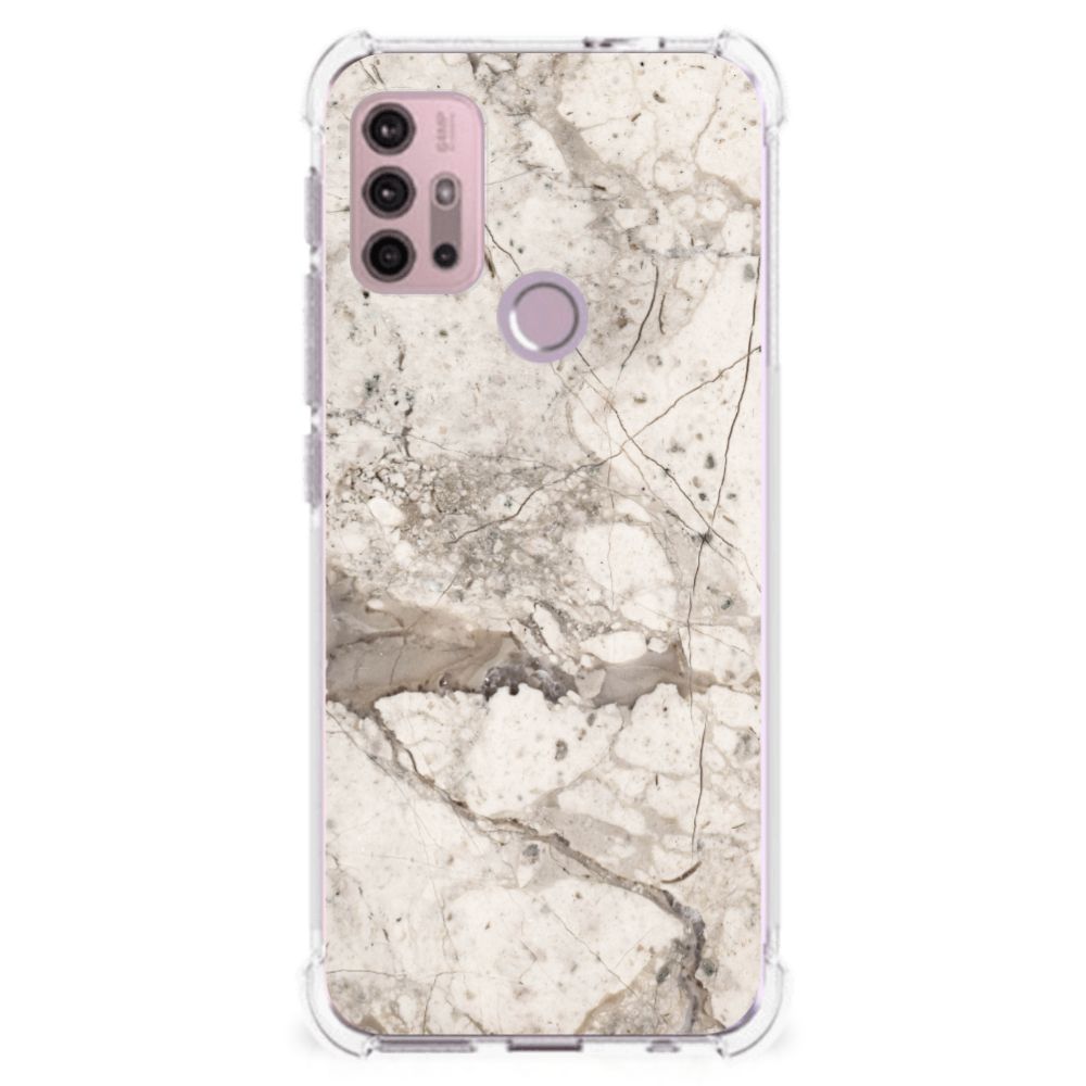 Motorola Moto G30 | G20 | G10 Anti-Shock Hoesje Marmer Beige