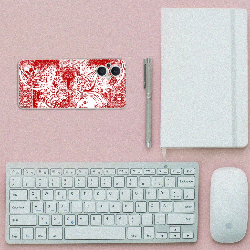 Silicone Back Case OPPO Reno8 Lite Angel Skull Rood B2C Telecom