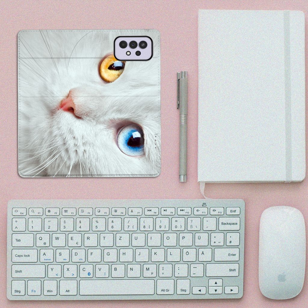 Samsung Galaxy A33 5G Hoesje maken Witte Kat - B2C Telecom
