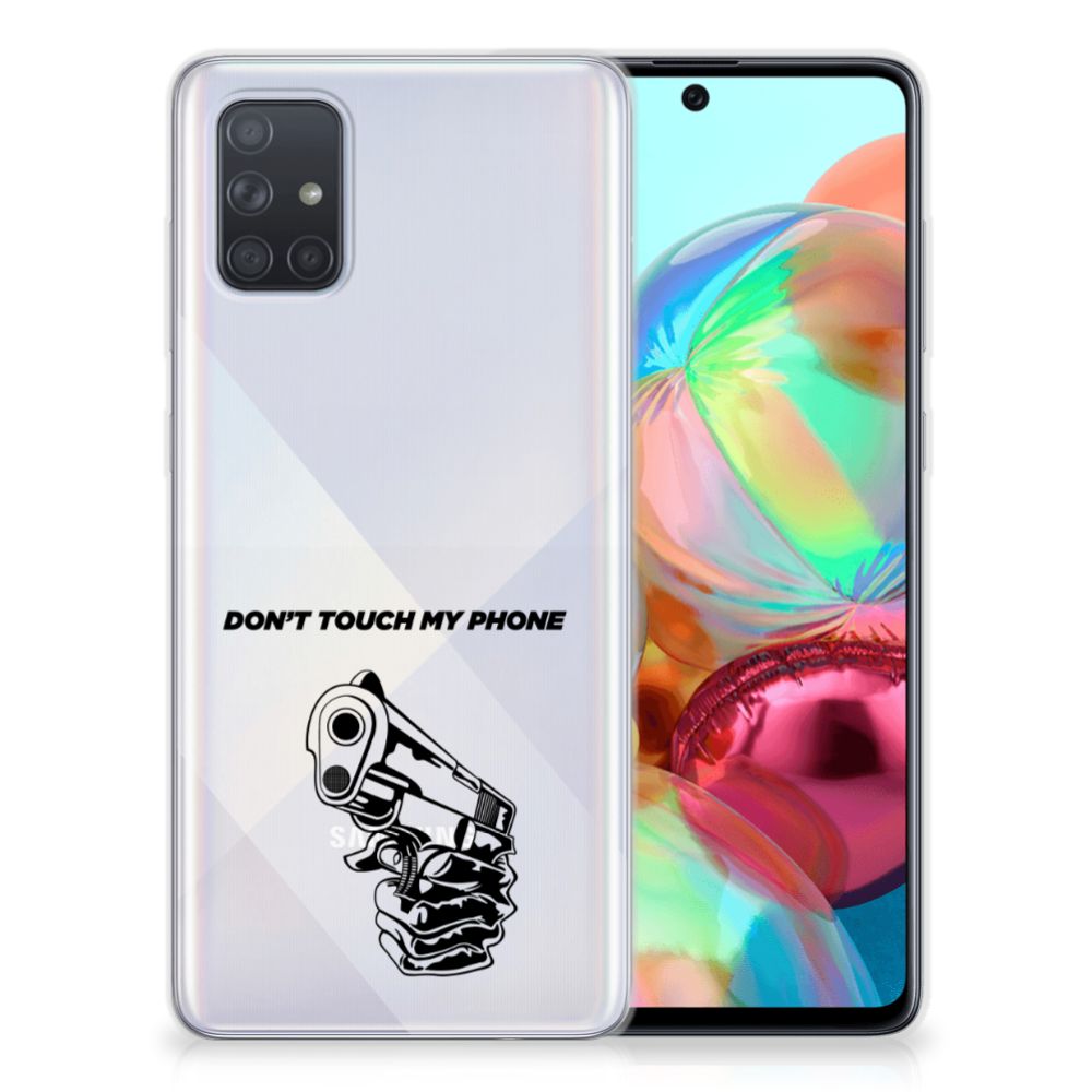 Samsung Galaxy A71 Silicone-hoesje Gun Don't Touch My Phone