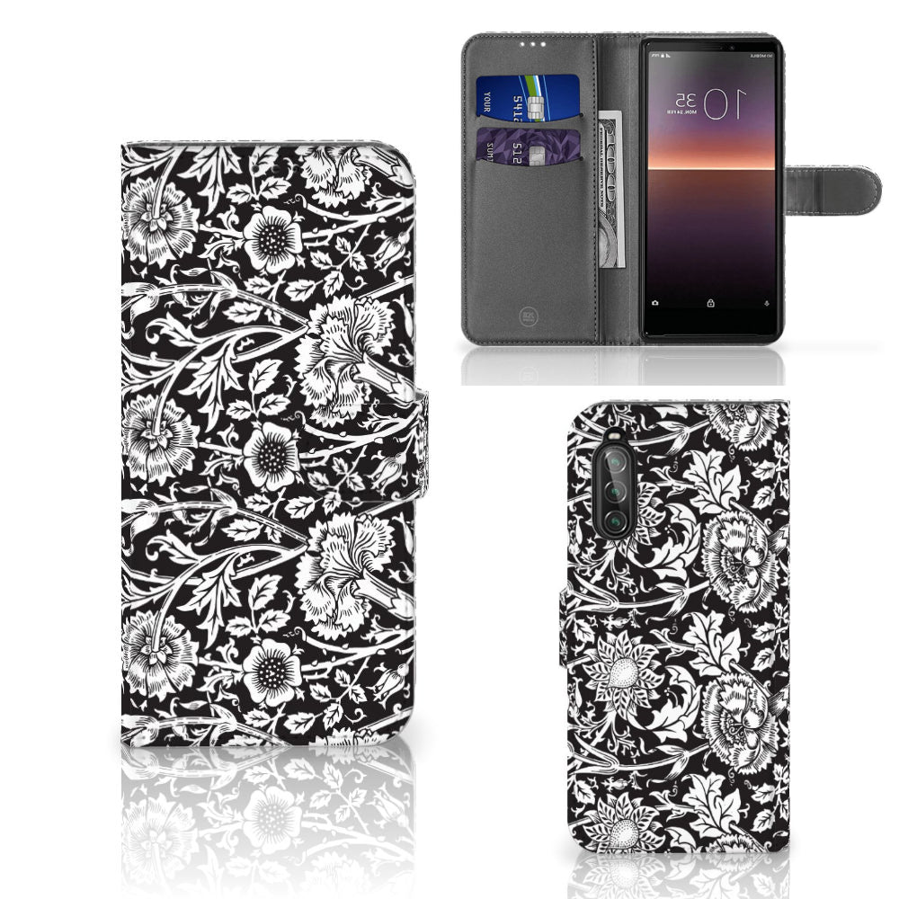 Sony Xperia 10 II Hoesje Black Flowers