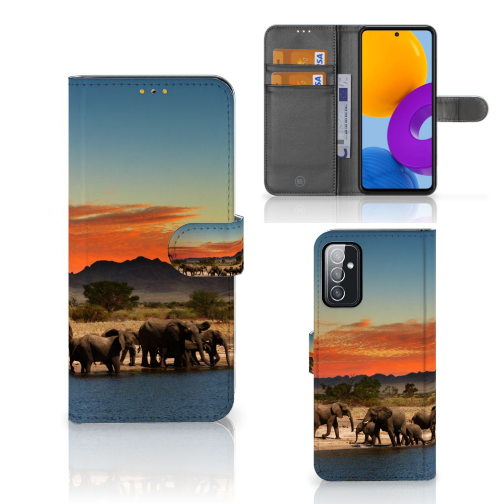 Samsung Galaxy M52 Telefoonhoesje met Pasjes Olifanten
