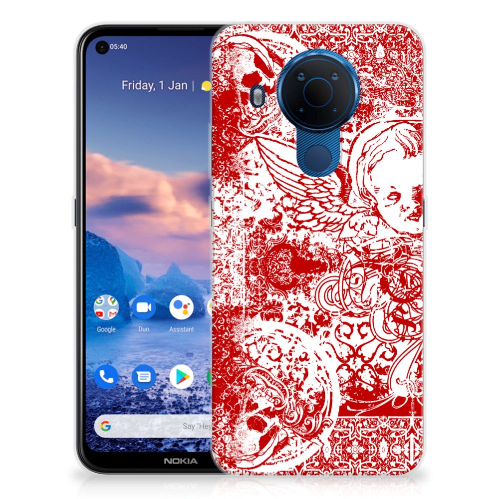 Silicone Back Case Nokia 5.4 Angel Skull Rood