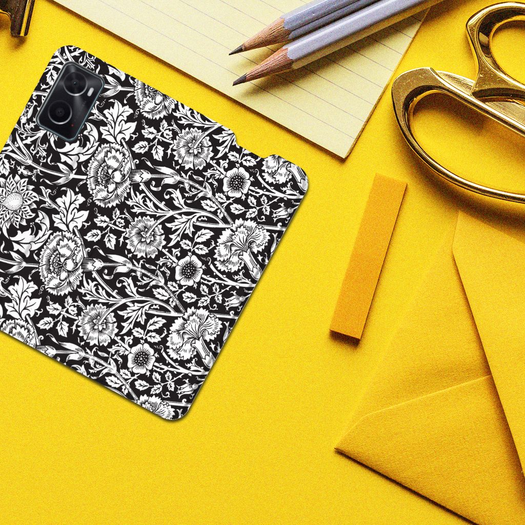 OPPO A96 | A76 Smart Cover Black Flowers - B2C Telecom